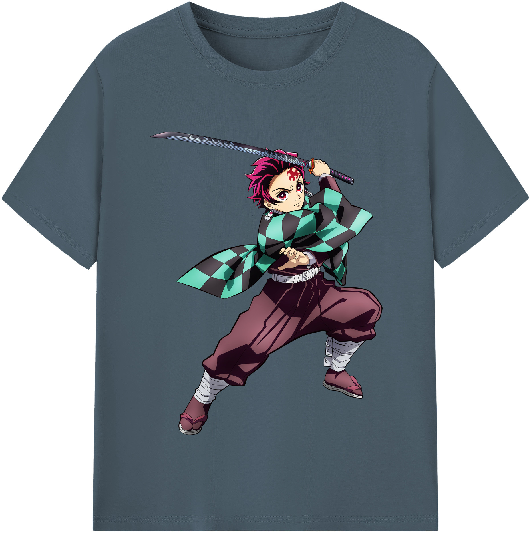 （画像用） 鬼滅の刃 竈門 炭治郎／かまど たんじろう Kamado Tanjirou 綿100％半袖Tシャツ（フロントプリント）